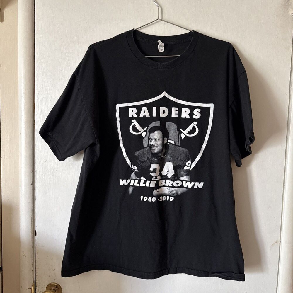 Rare Oakland Raiders Willie Brown Remembrance 2 Sided T Shirt 24 | XL TG